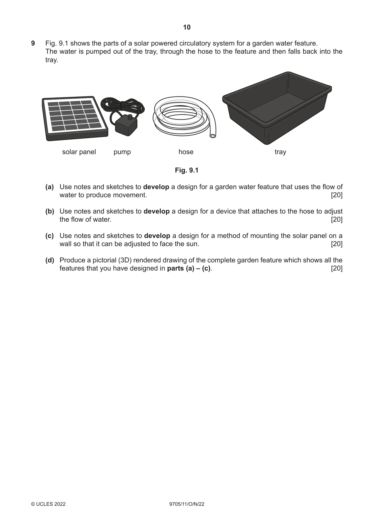 Cambridge A Level Design and Technology 9705 2022 Oct/Nov Paper 1 · Variant 1 question paper, page 10 of 12