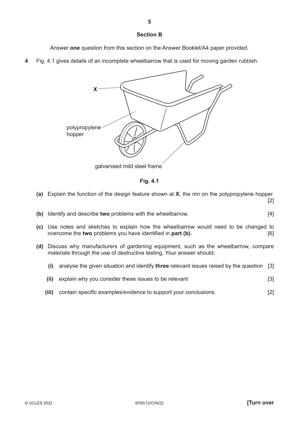 Cambridge A Level Design and Technology 9705 2022 Oct/Nov Paper 1 · Variant 2 question paper, page 5 of 12