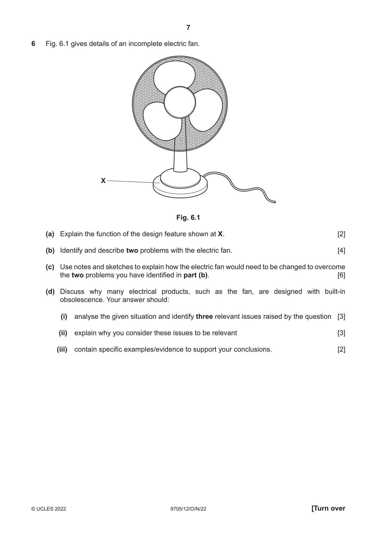 Cambridge A Level Design and Technology 9705 2022 Oct/Nov Paper 1 · Variant 2 question paper, page 7 of 12