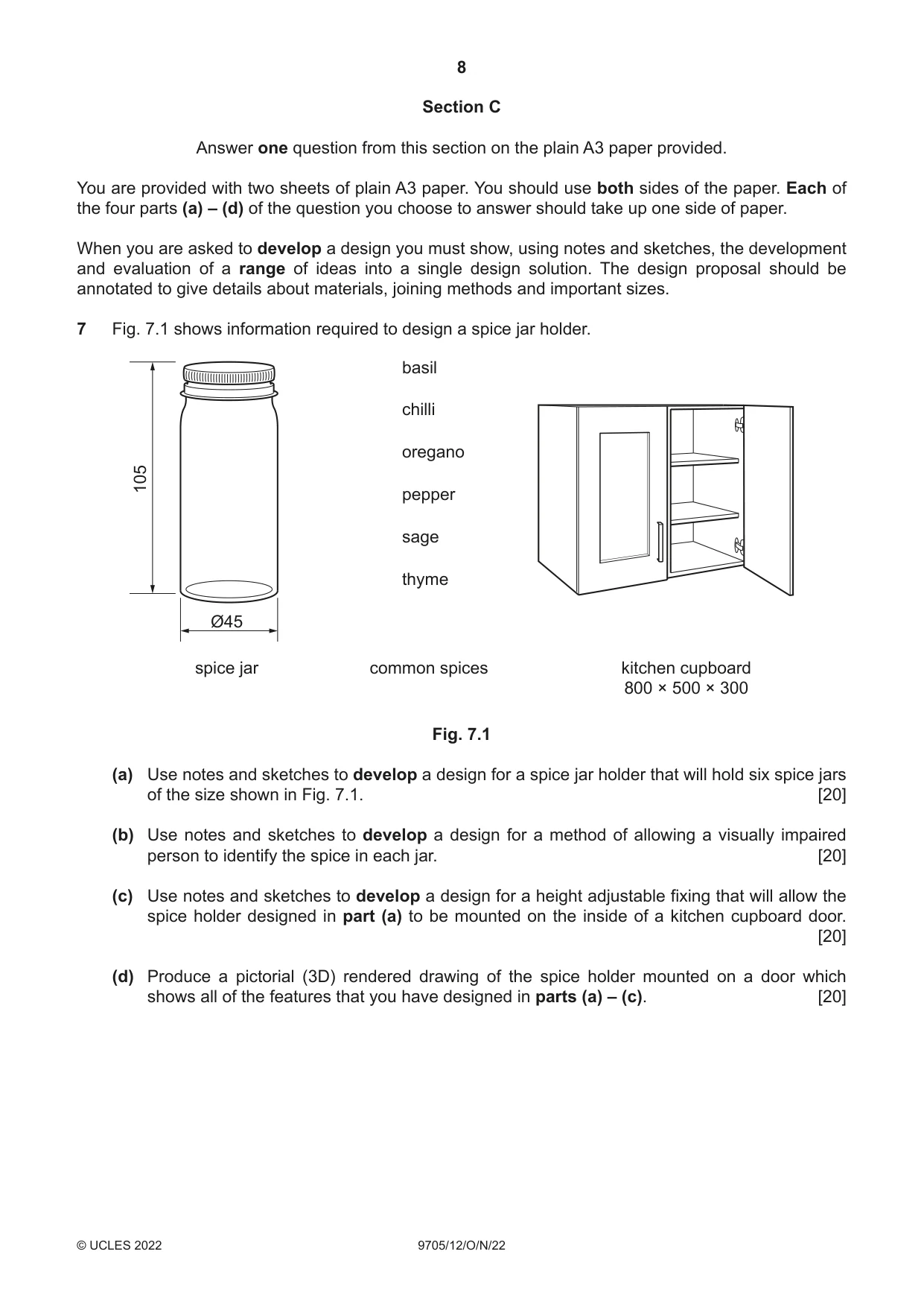 Cambridge A Level Design and Technology 9705 2022 Oct/Nov Paper 1 · Variant 2 question paper, page 8 of 12