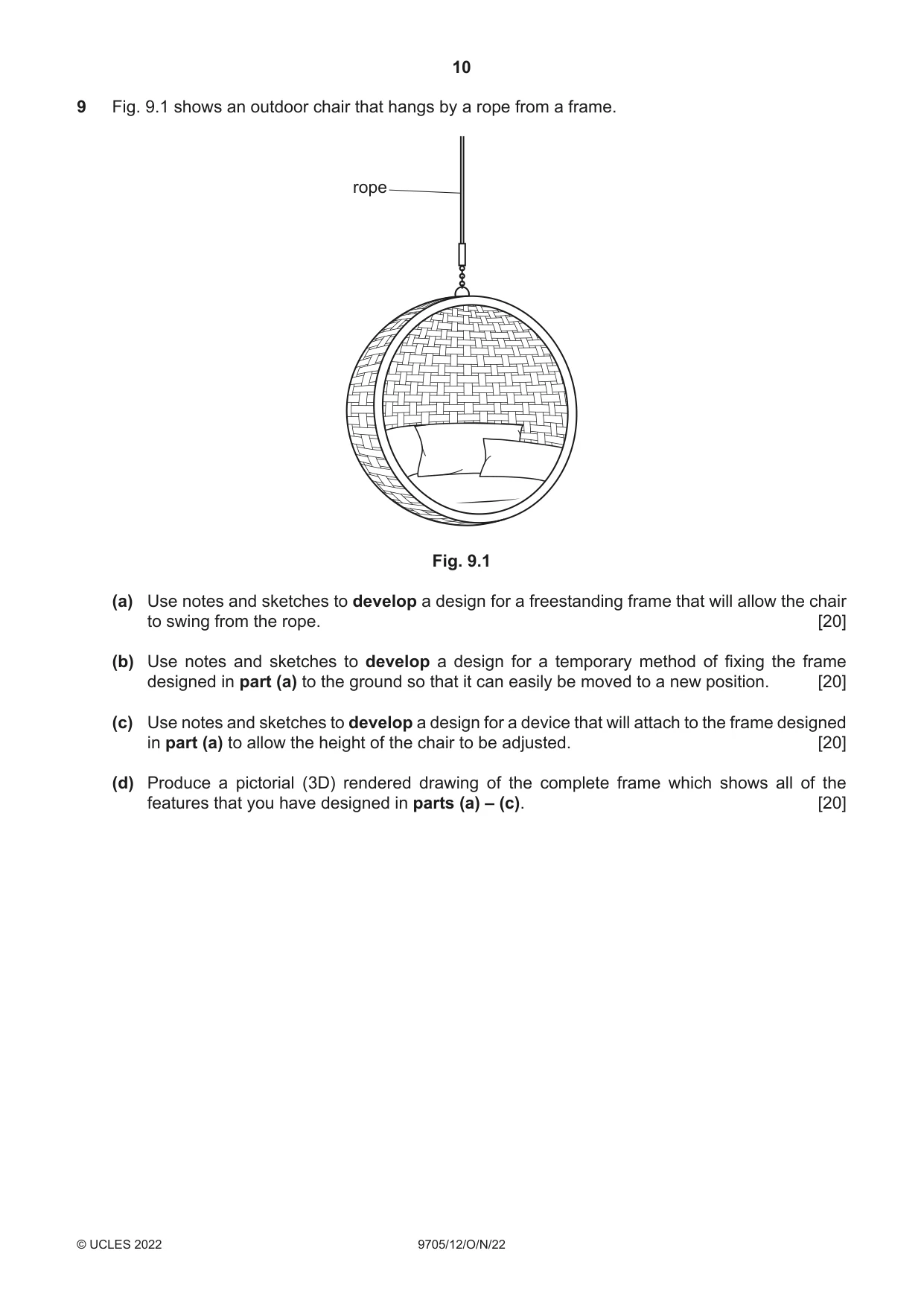 Cambridge A Level Design and Technology 9705 2022 Oct/Nov Paper 1 · Variant 2 question paper, page 10 of 12