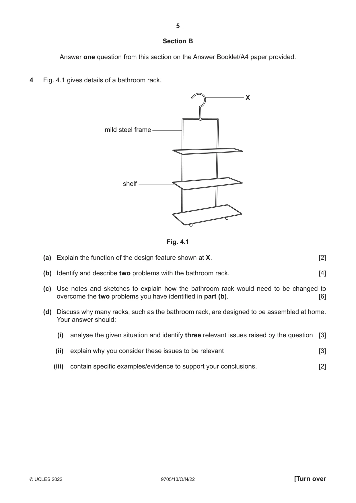 Cambridge A Level Design and Technology 9705 2022 Oct/Nov Paper 1 · Variant 3 question paper, page 5 of 12