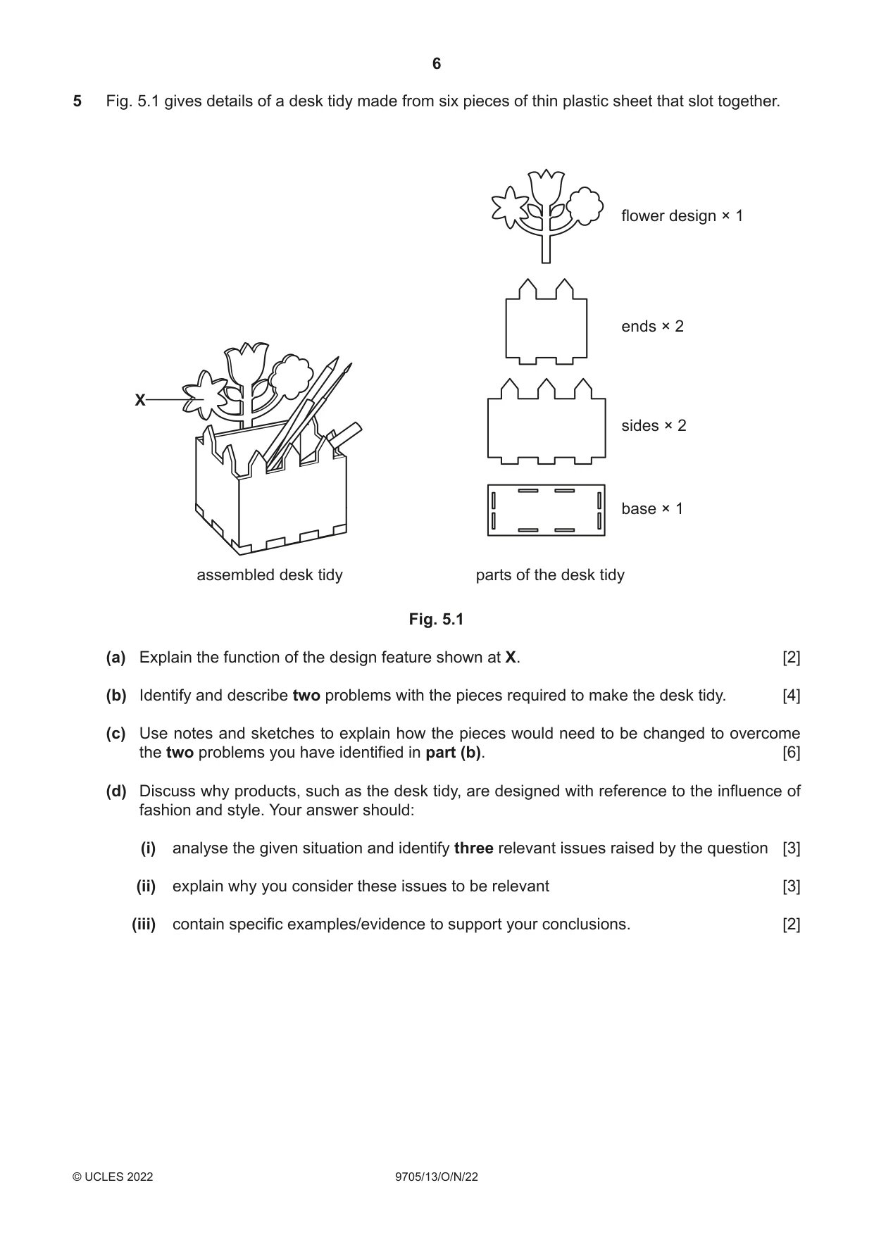 Cambridge A Level Design and Technology 9705 2022 Oct/Nov Paper 1 · Variant 3 question paper, page 6 of 12
