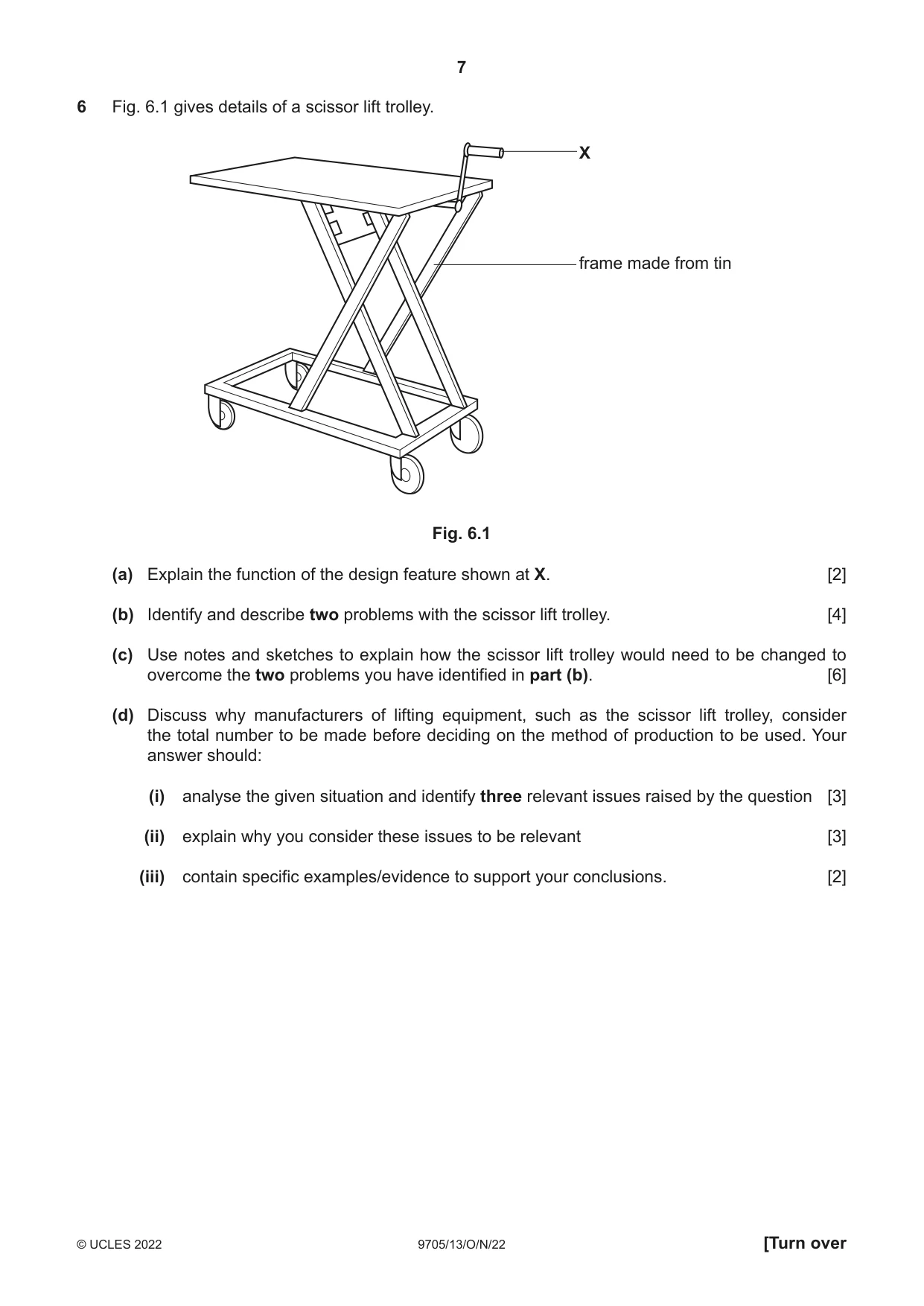 Cambridge A Level Design and Technology 9705 2022 Oct/Nov Paper 1 · Variant 3 question paper, page 7 of 12