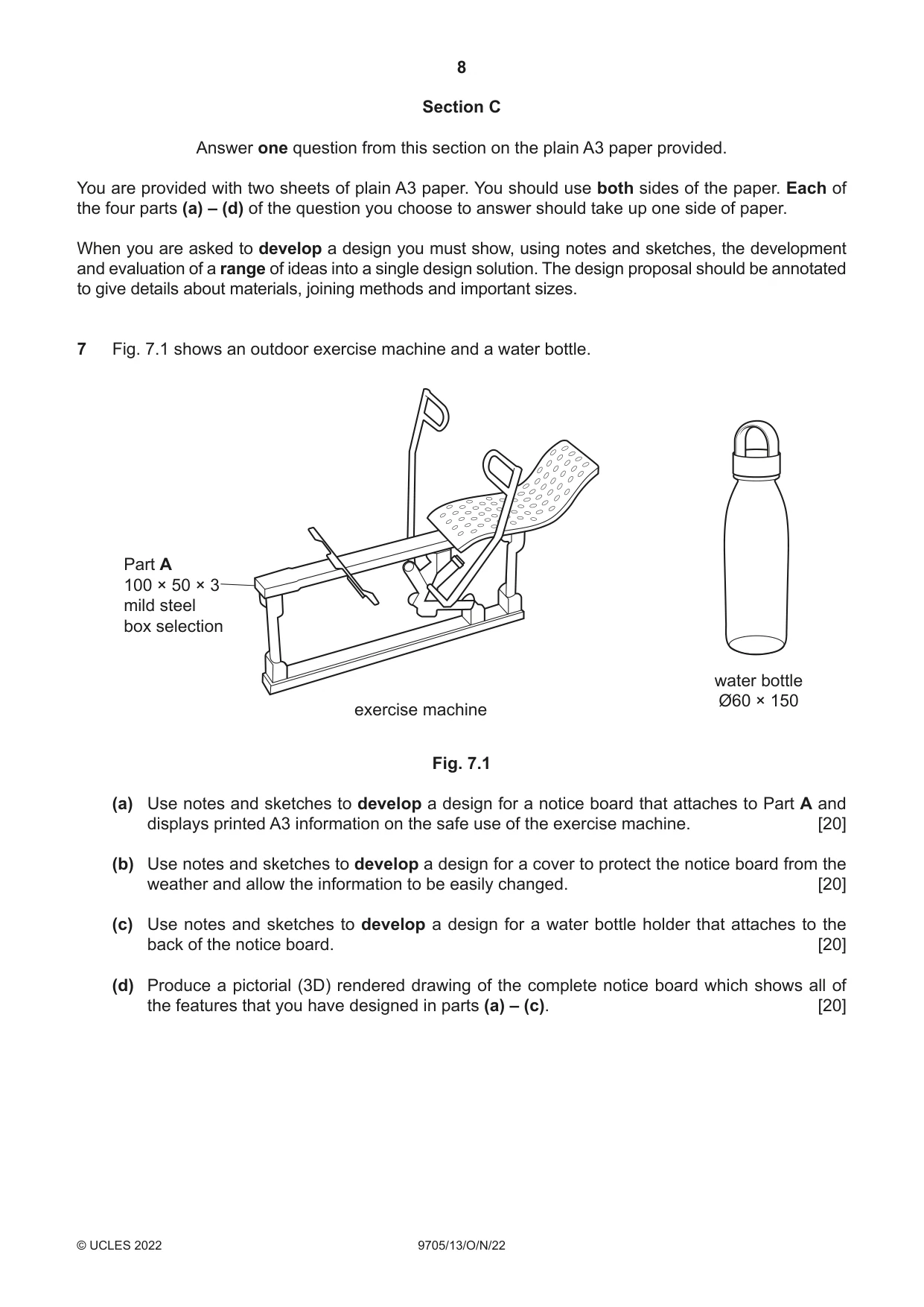 Cambridge A Level Design and Technology 9705 2022 Oct/Nov Paper 1 · Variant 3 question paper, page 8 of 12