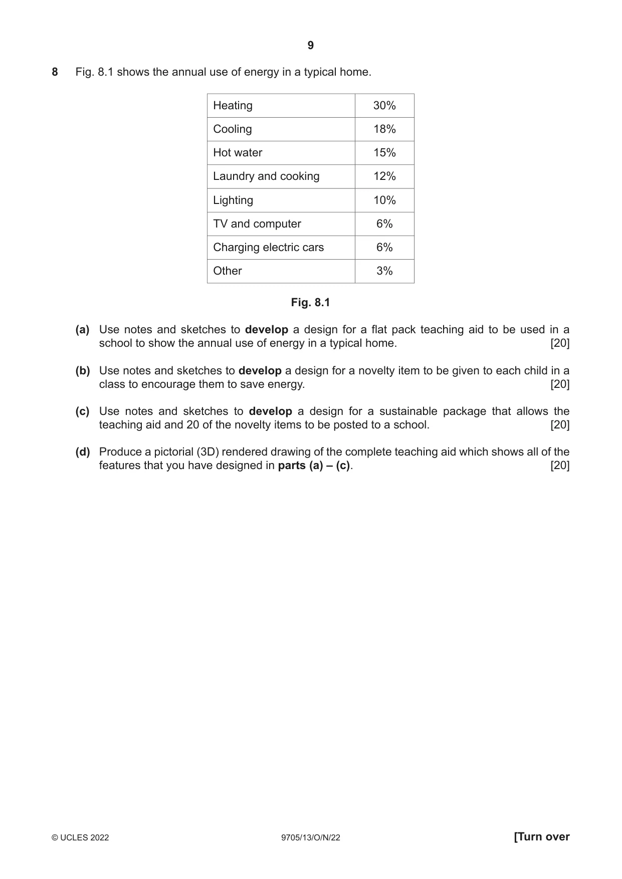 Cambridge A Level Design and Technology 9705 2022 Oct/Nov Paper 1 · Variant 3 question paper, page 9 of 12