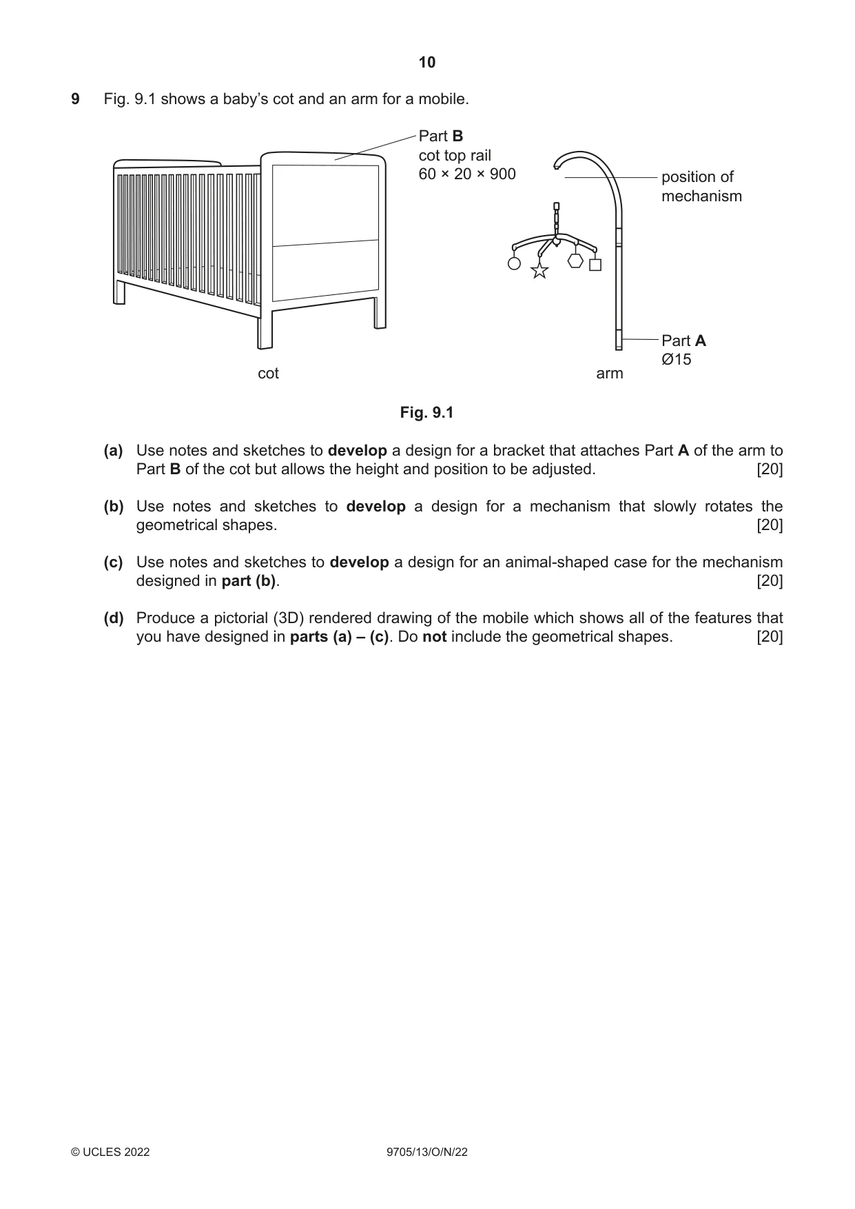 Cambridge A Level Design and Technology 9705 2022 Oct/Nov Paper 1 · Variant 3 question paper, page 10 of 12