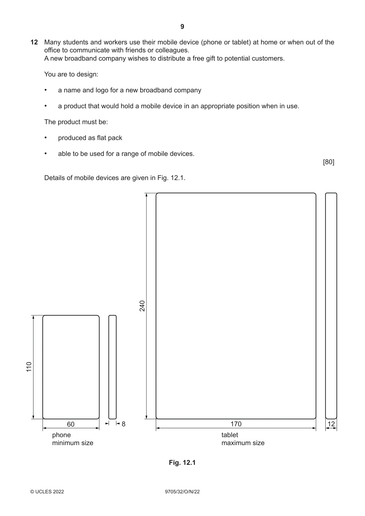 Cambridge A Level Design and Technology 9705 2022 Oct/Nov Paper 3 · Variant 2 question paper, page 9 of 12