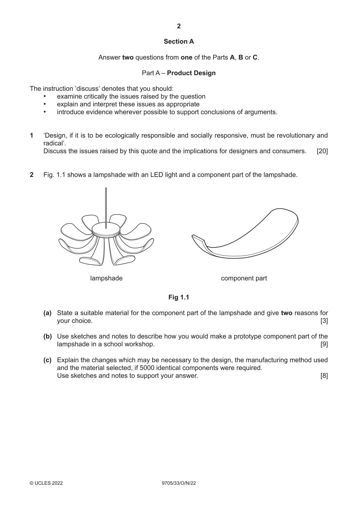 Cambridge A Level Design and Technology 9705 2022 Oct/Nov Paper 3 · Variant 3 question paper, page 2 of 12