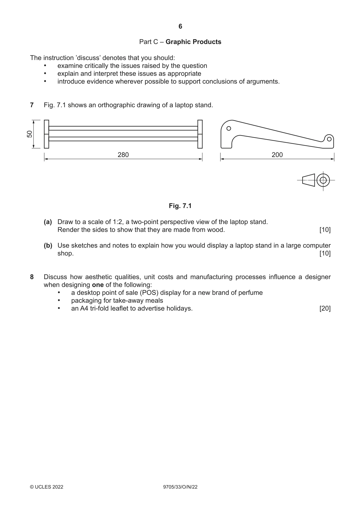 Cambridge A Level Design and Technology 9705 2022 Oct/Nov Paper 3 · Variant 3 question paper, page 6 of 12