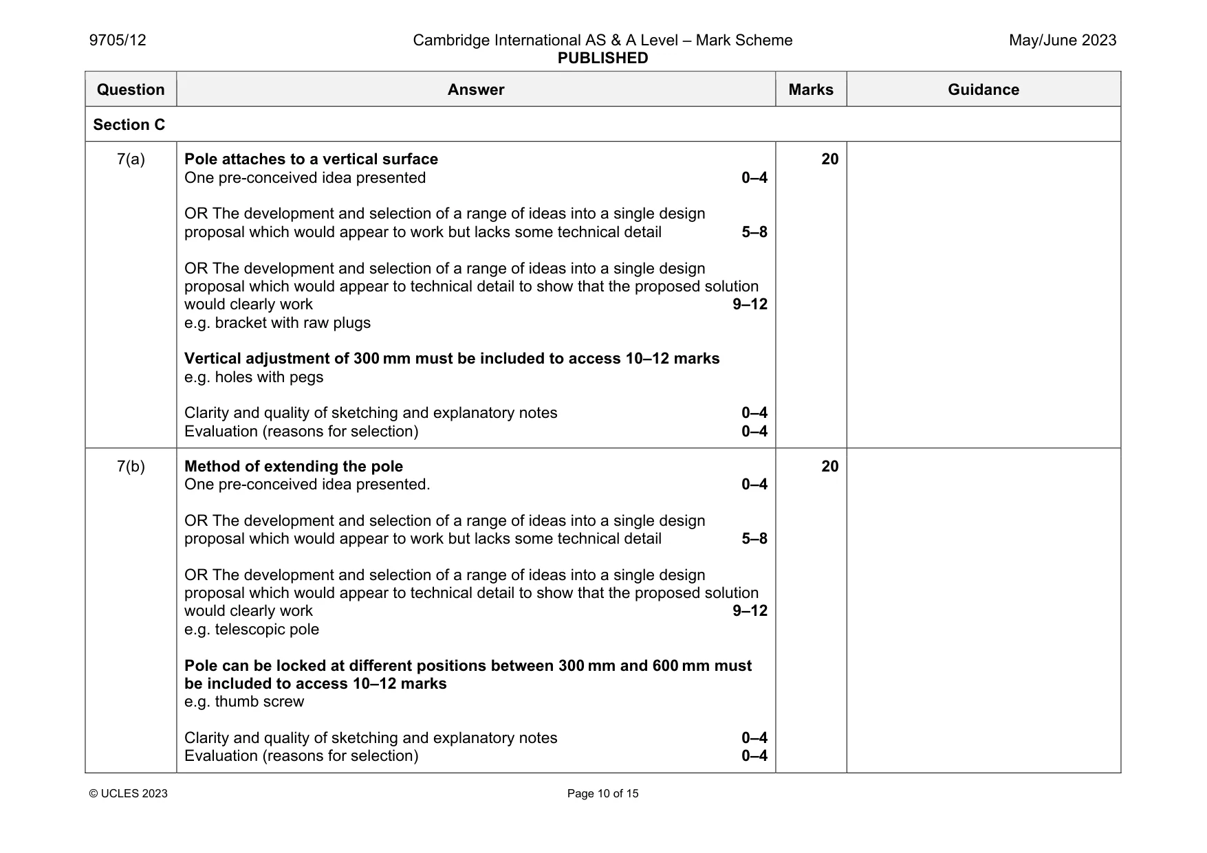 Mark scheme, page 10 of 15