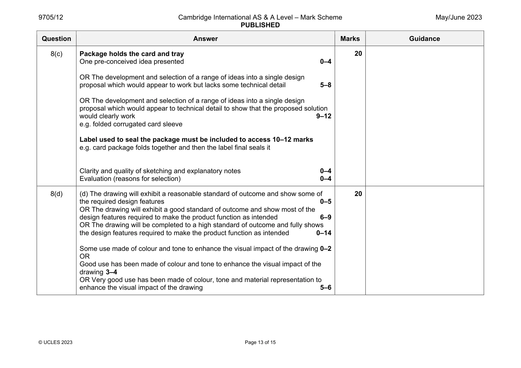 Mark scheme, page 13 of 15