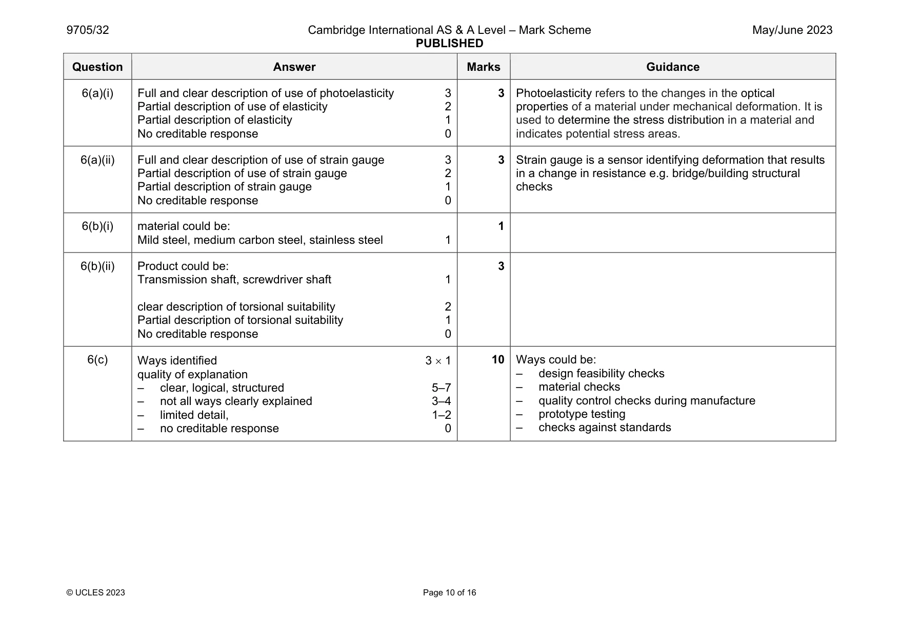 Mark scheme, page 10 of 16
