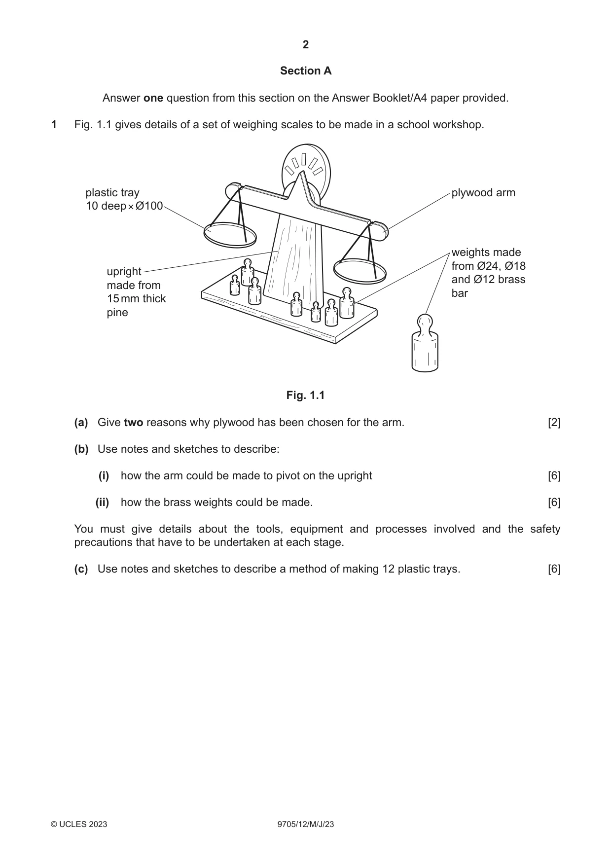 Cambridge A Level Design and Technology 9705 2023 May/June Paper 1 · Variant 2 question paper, page 2 of 12