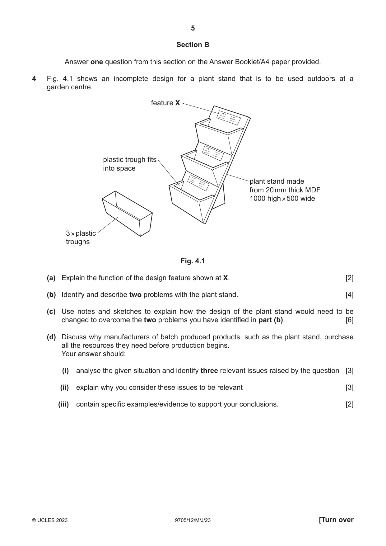 Cambridge A Level Design and Technology 9705 2023 May/June Paper 1 · Variant 2 question paper, page 5 of 12