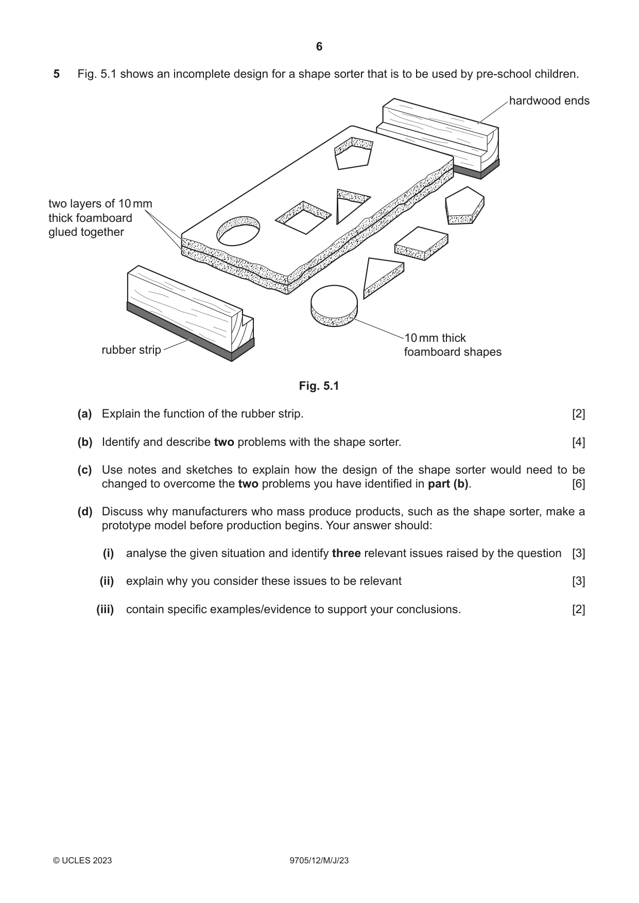 Cambridge A Level Design and Technology 9705 2023 May/June Paper 1 · Variant 2 question paper, page 6 of 12
