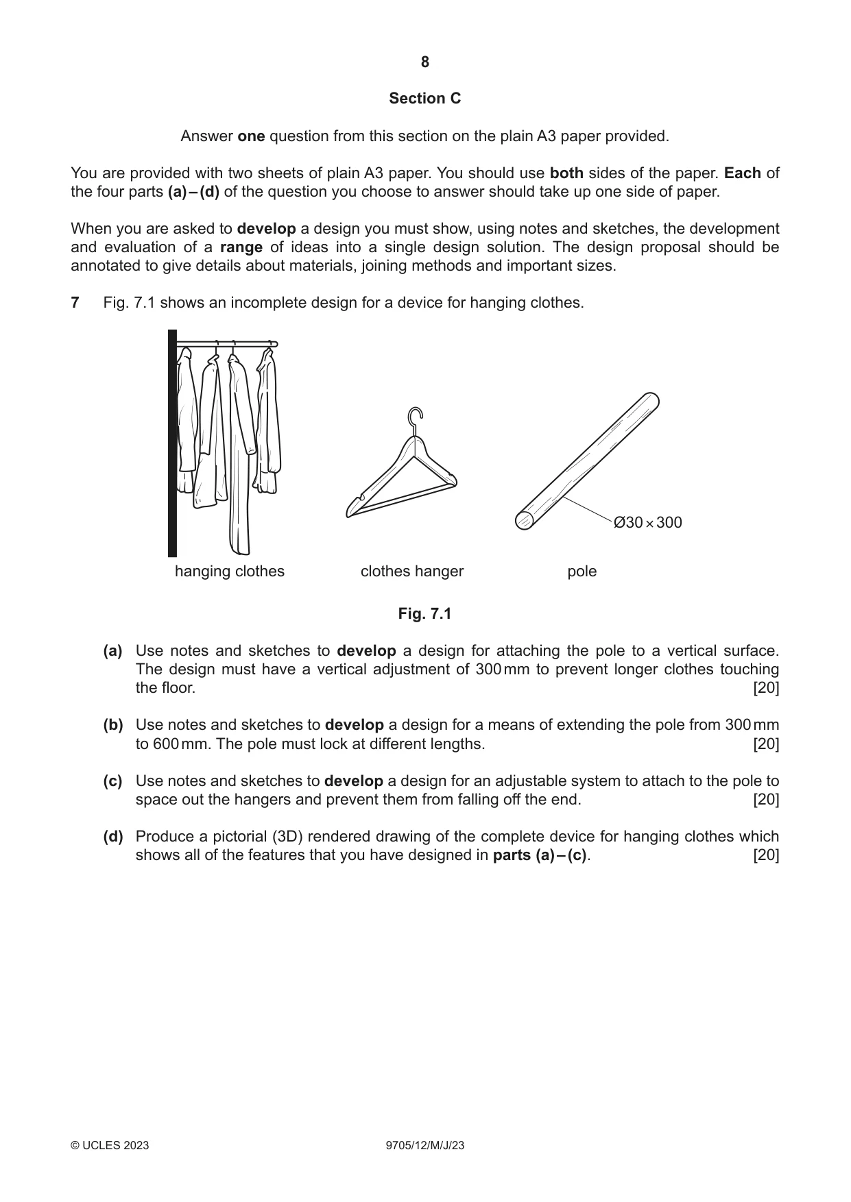 Cambridge A Level Design and Technology 9705 2023 May/June Paper 1 · Variant 2 question paper, page 8 of 12