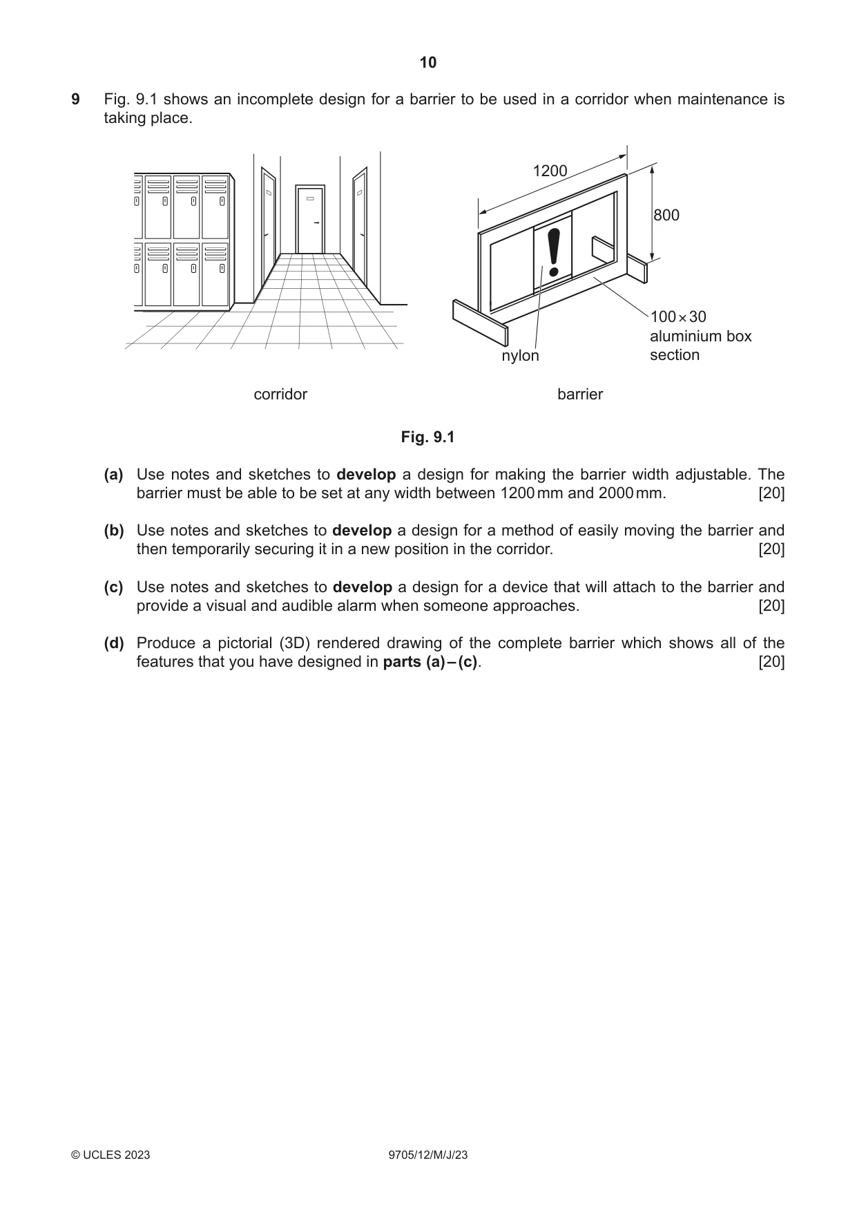 Cambridge A Level Design and Technology 9705 2023 May/June Paper 1 · Variant 2 question paper, page 10 of 12