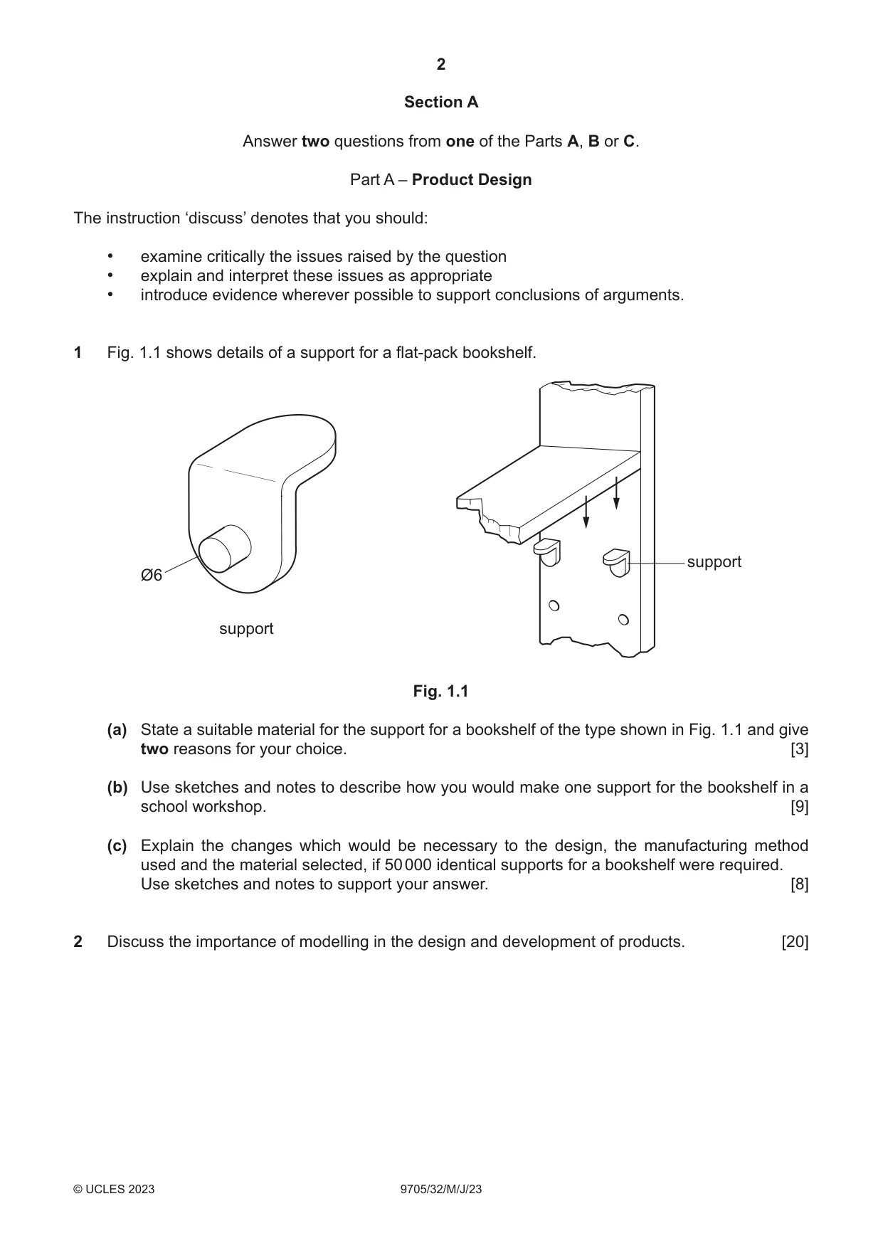 Cambridge A Level Design and Technology 9705 2023 May/June Paper 3 · Variant 2 question paper, page 2 of 12