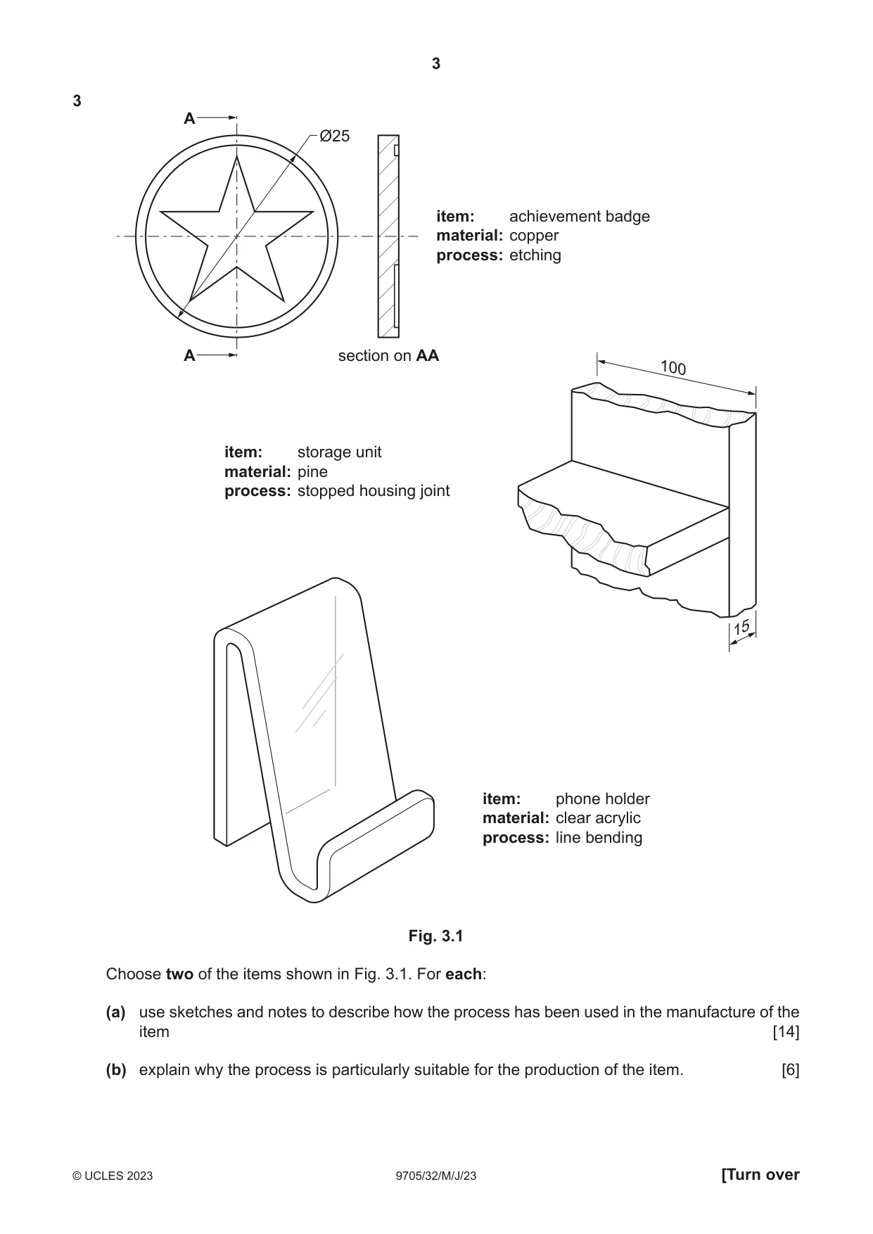 Cambridge A Level Design and Technology 9705 2023 May/June Paper 3 · Variant 2 question paper, page 3 of 12