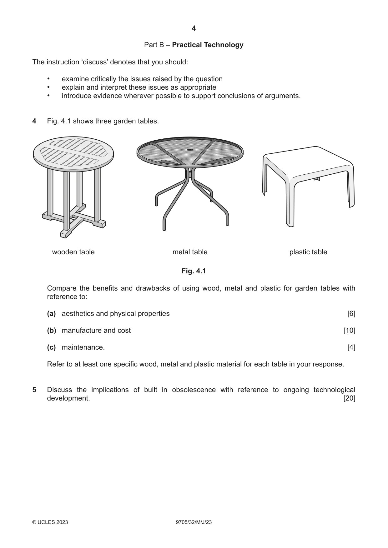 Cambridge A Level Design and Technology 9705 2023 May/June Paper 3 · Variant 2 question paper, page 4 of 12
