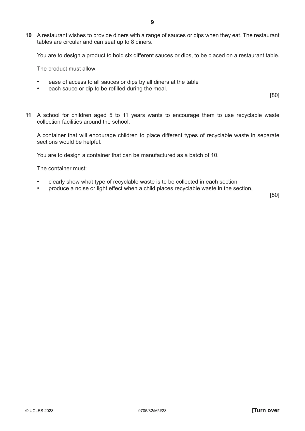 Cambridge A Level Design and Technology 9705 2023 May/June Paper 3 · Variant 2 question paper, page 9 of 12