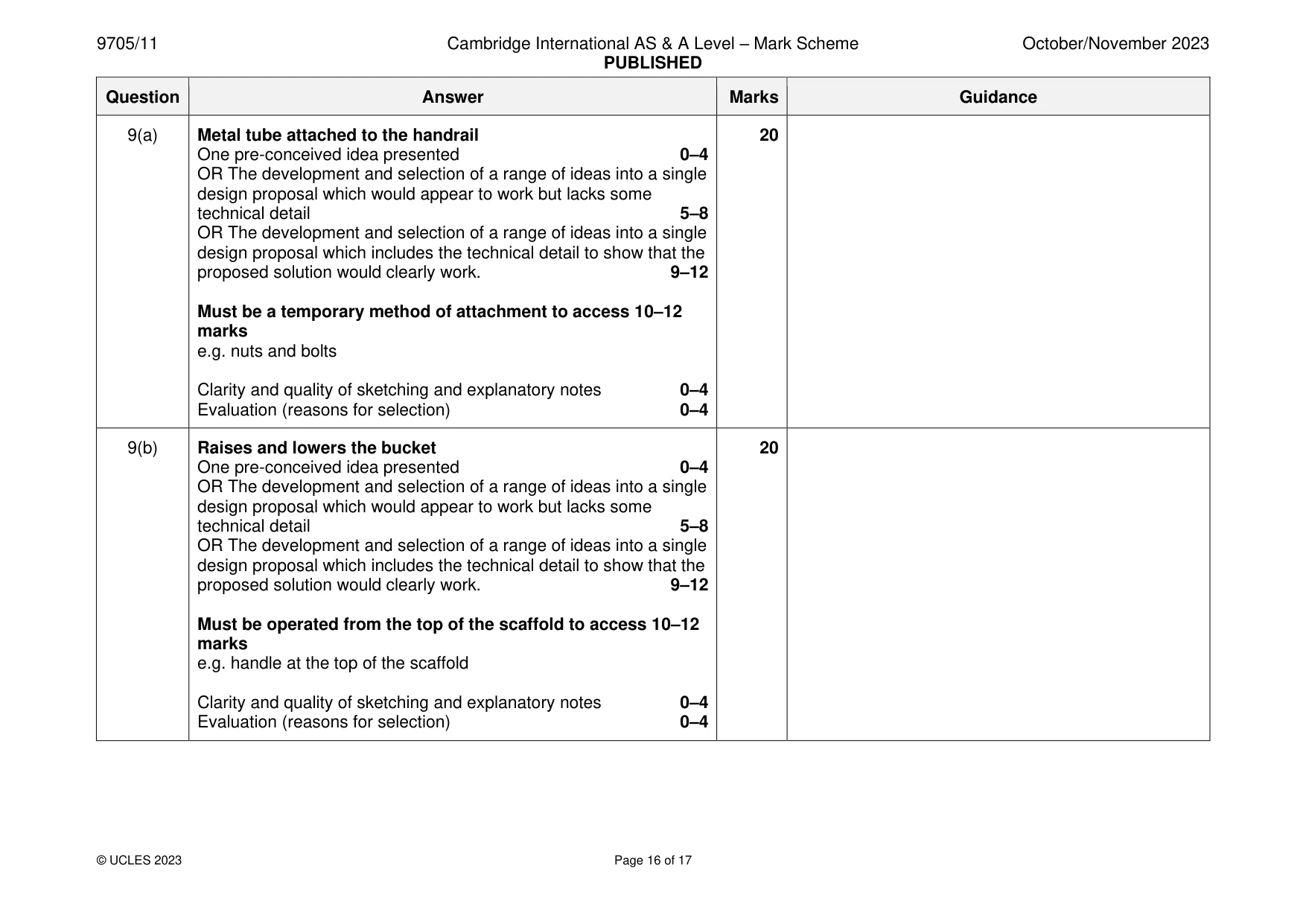 Mark scheme, page 16 of 17