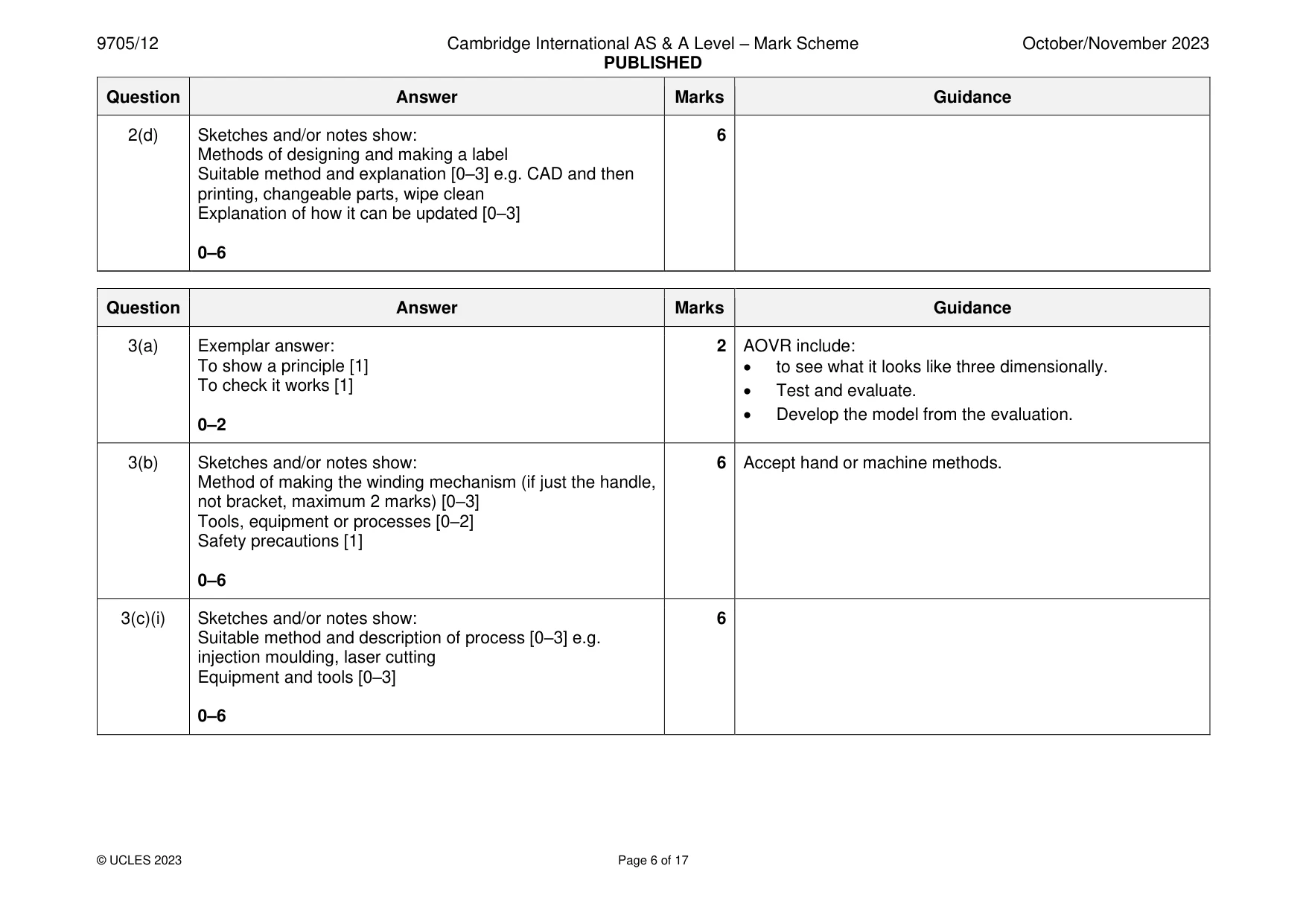 Mark scheme, page 6 of 17