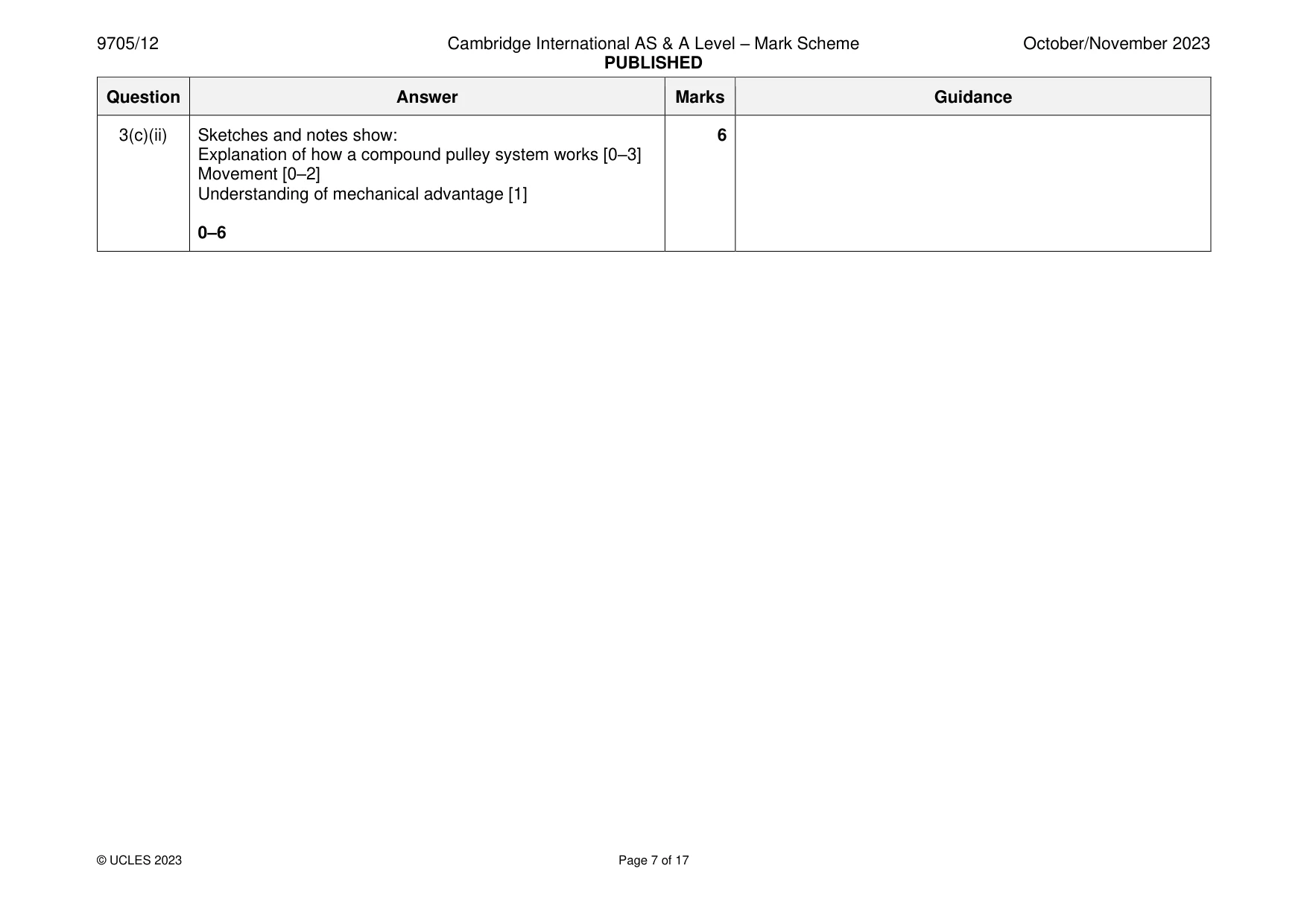 Mark scheme, page 7 of 17