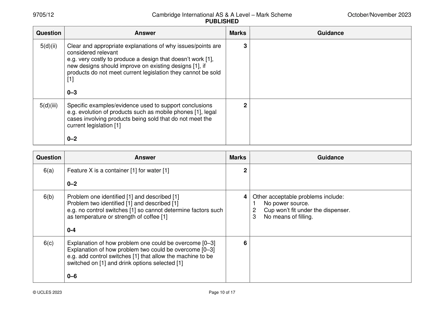 Mark scheme, page 10 of 17