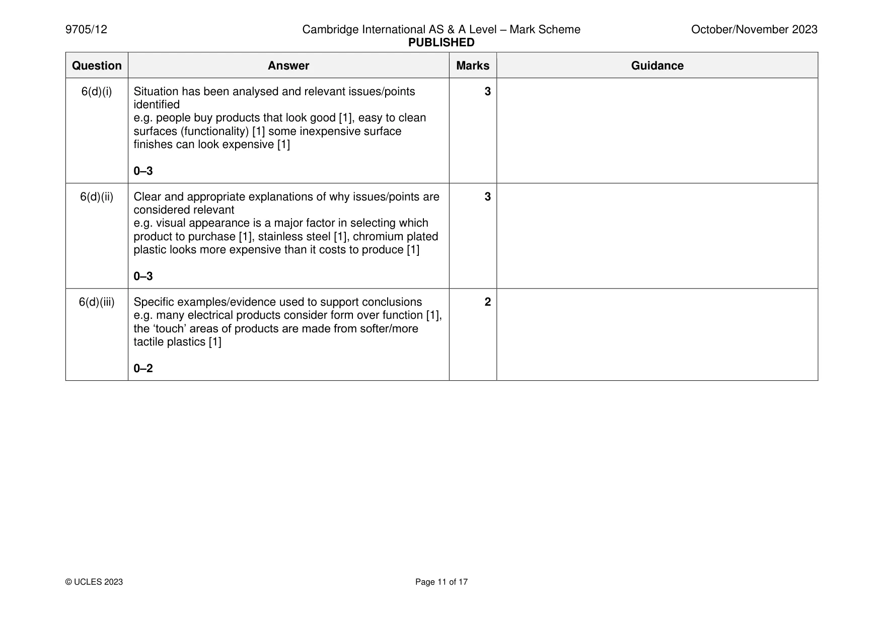 Mark scheme, page 11 of 17