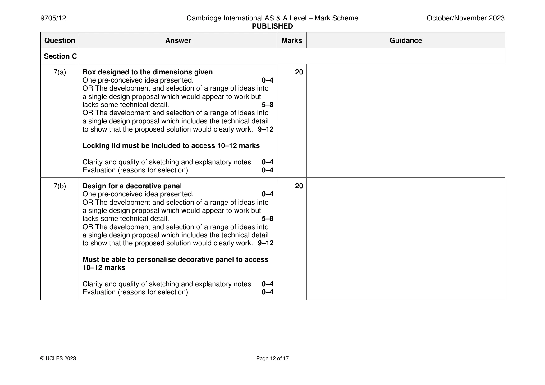 Mark scheme, page 12 of 17
