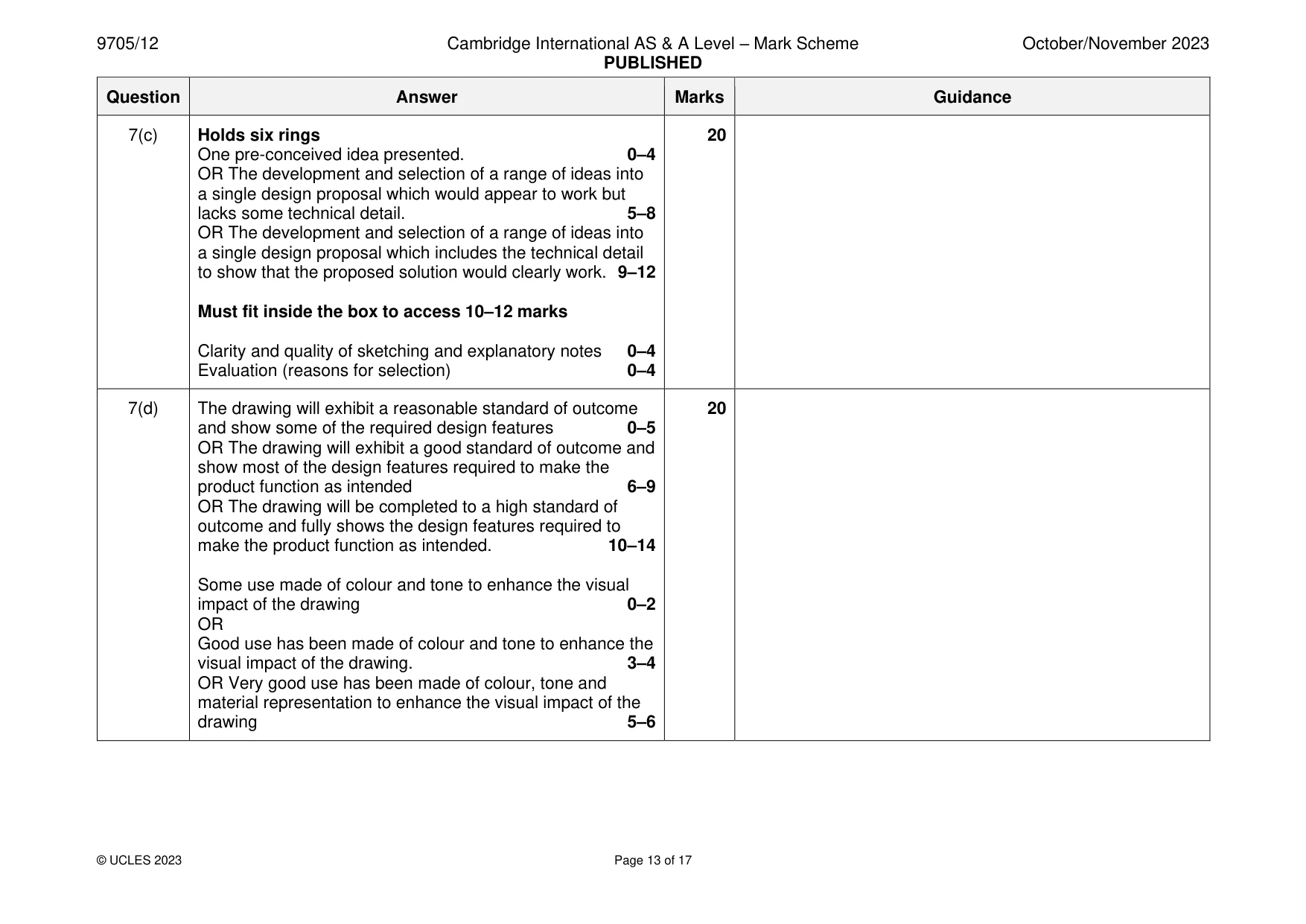 Mark scheme, page 13 of 17