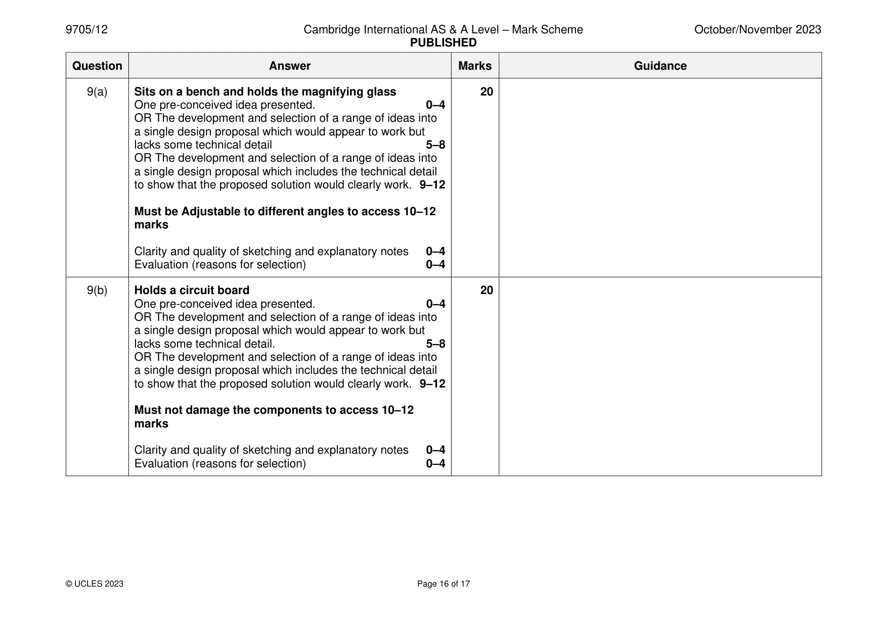 Mark scheme, page 16 of 17