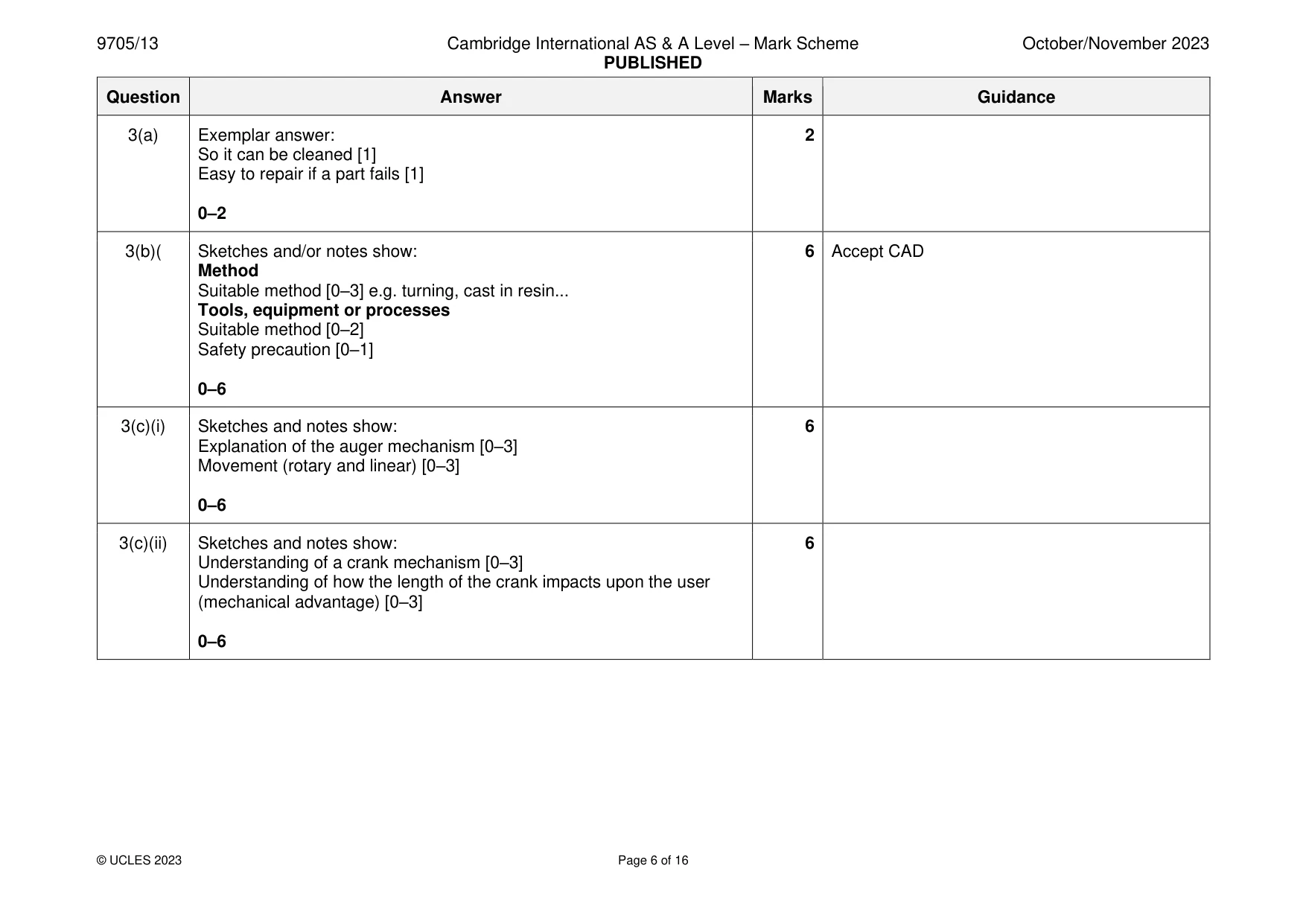 Mark scheme, page 6 of 16