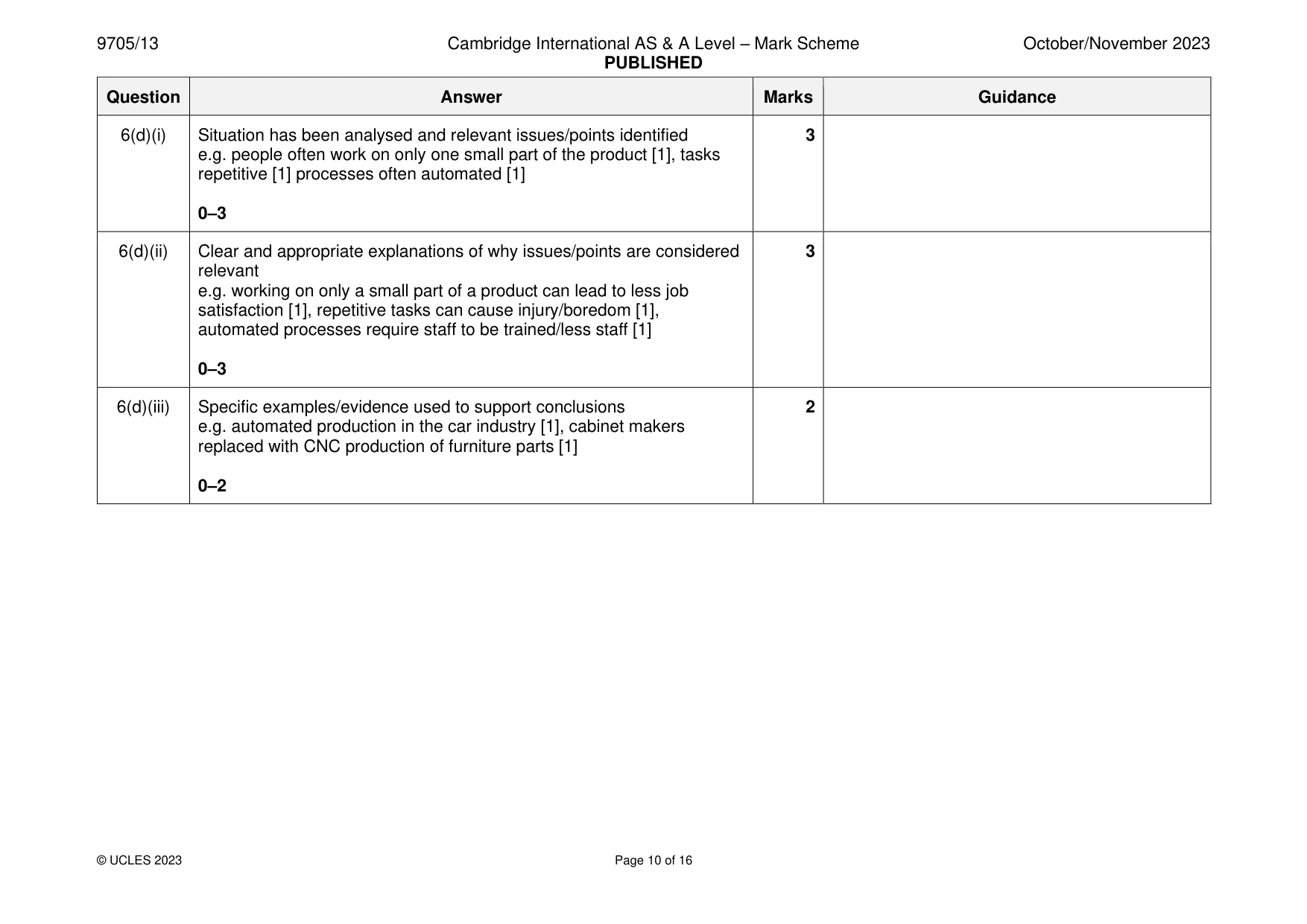 Mark scheme, page 10 of 16