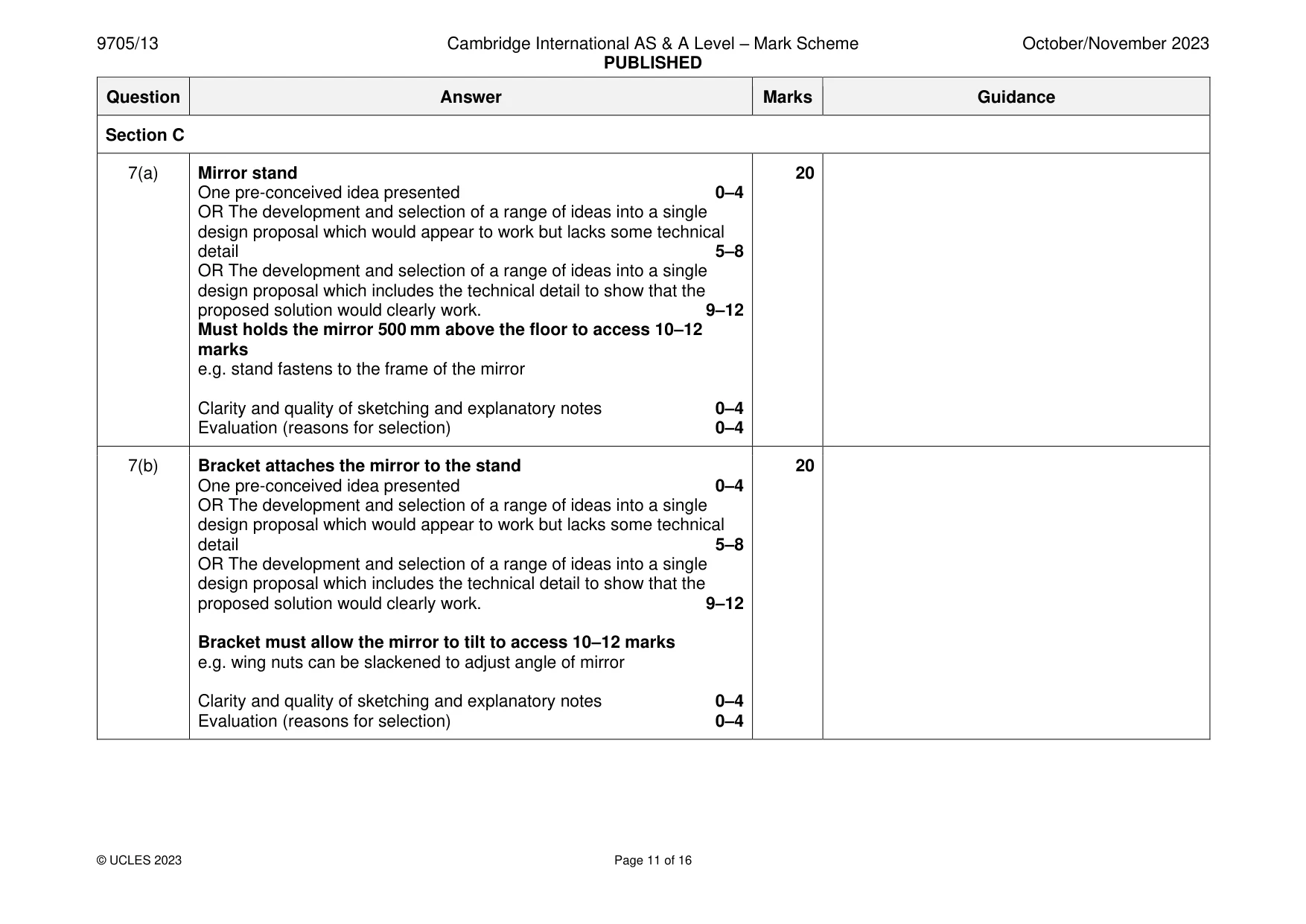 Mark scheme, page 11 of 16