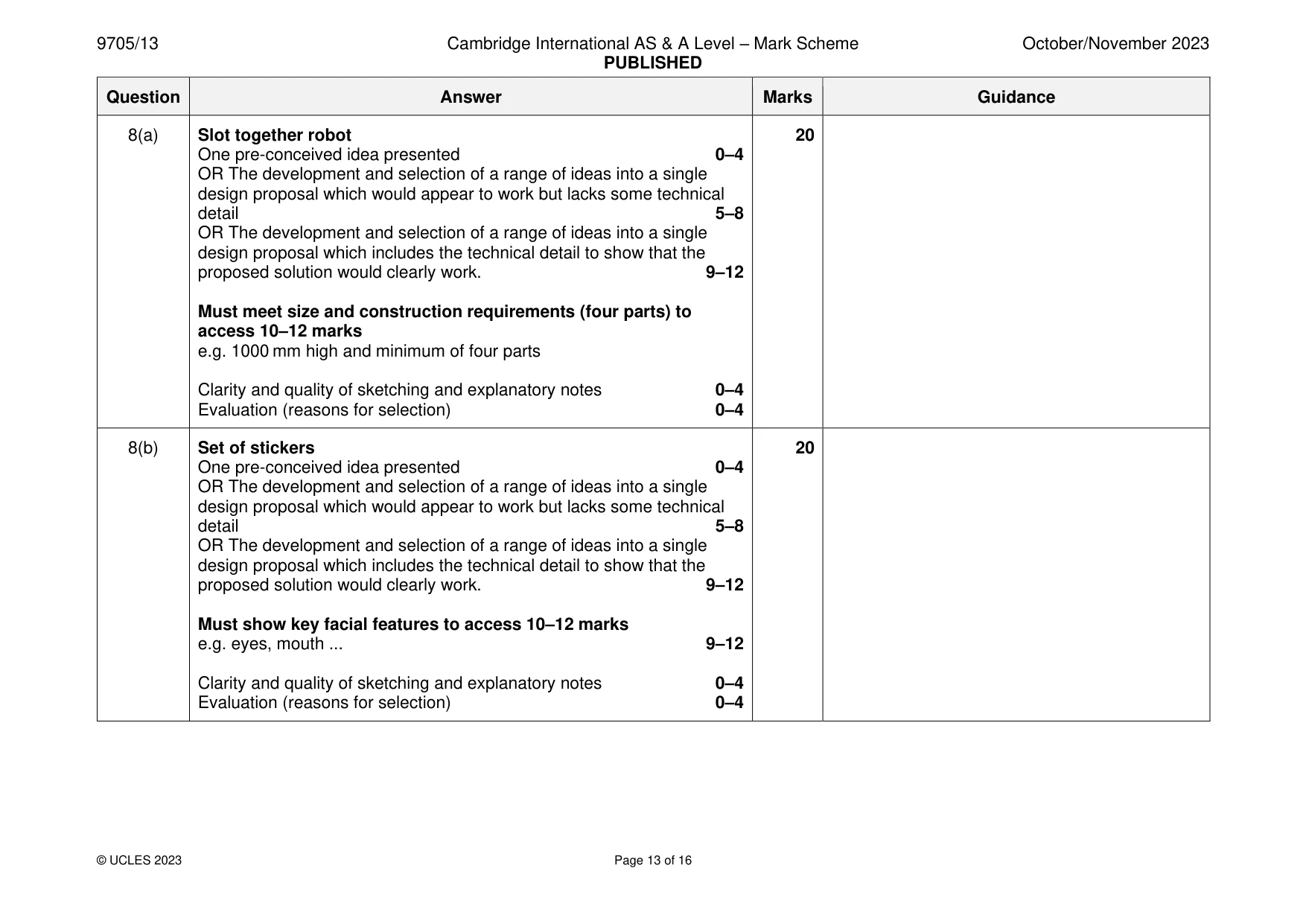 Mark scheme, page 13 of 16