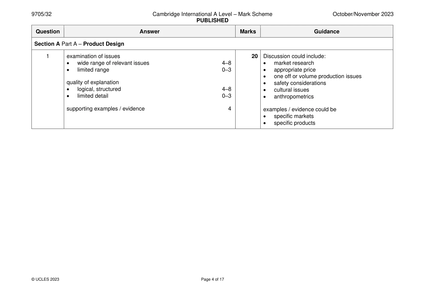 Mark scheme, page 4 of 17