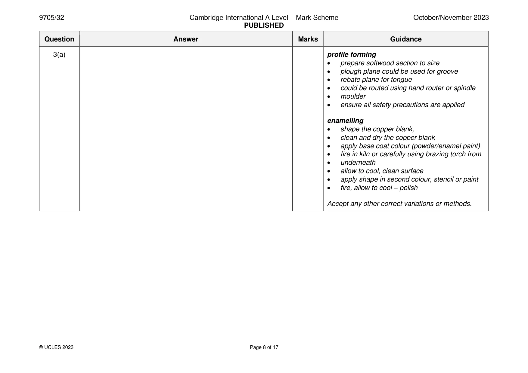 Mark scheme, page 8 of 17