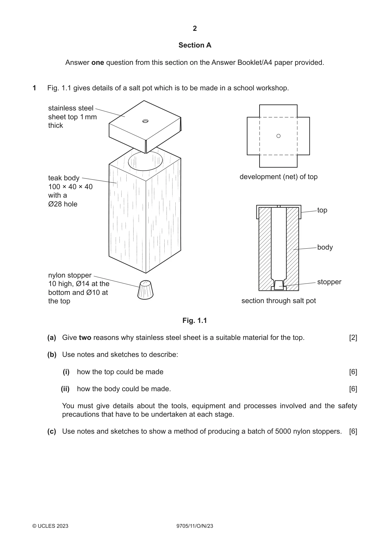 Cambridge A Level Design and Technology 9705 2023 Oct/Nov Paper 1 · Variant 1 question paper, page 2 of 12