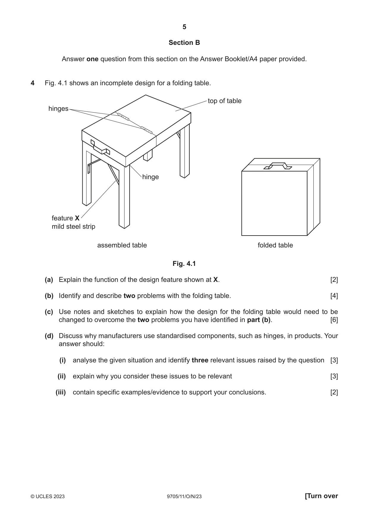 Cambridge A Level Design and Technology 9705 2023 Oct/Nov Paper 1 · Variant 1 question paper, page 5 of 12