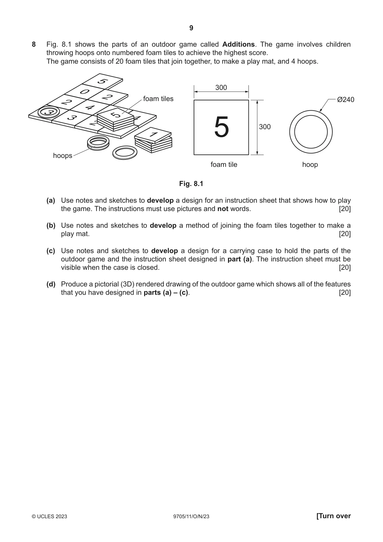 Cambridge A Level Design and Technology 9705 2023 Oct/Nov Paper 1 · Variant 1 question paper, page 9 of 12