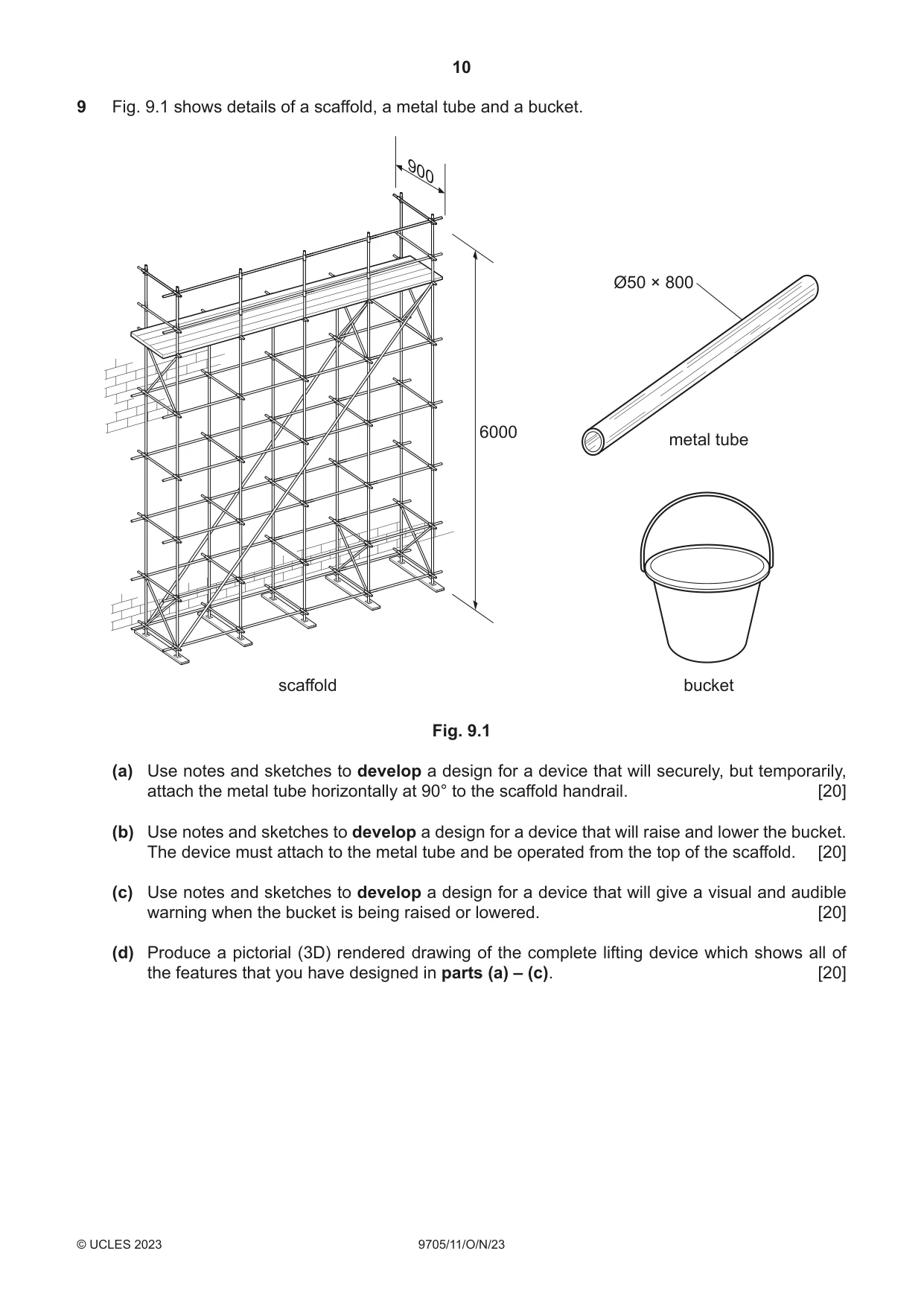 Cambridge A Level Design and Technology 9705 2023 Oct/Nov Paper 1 · Variant 1 question paper, page 10 of 12