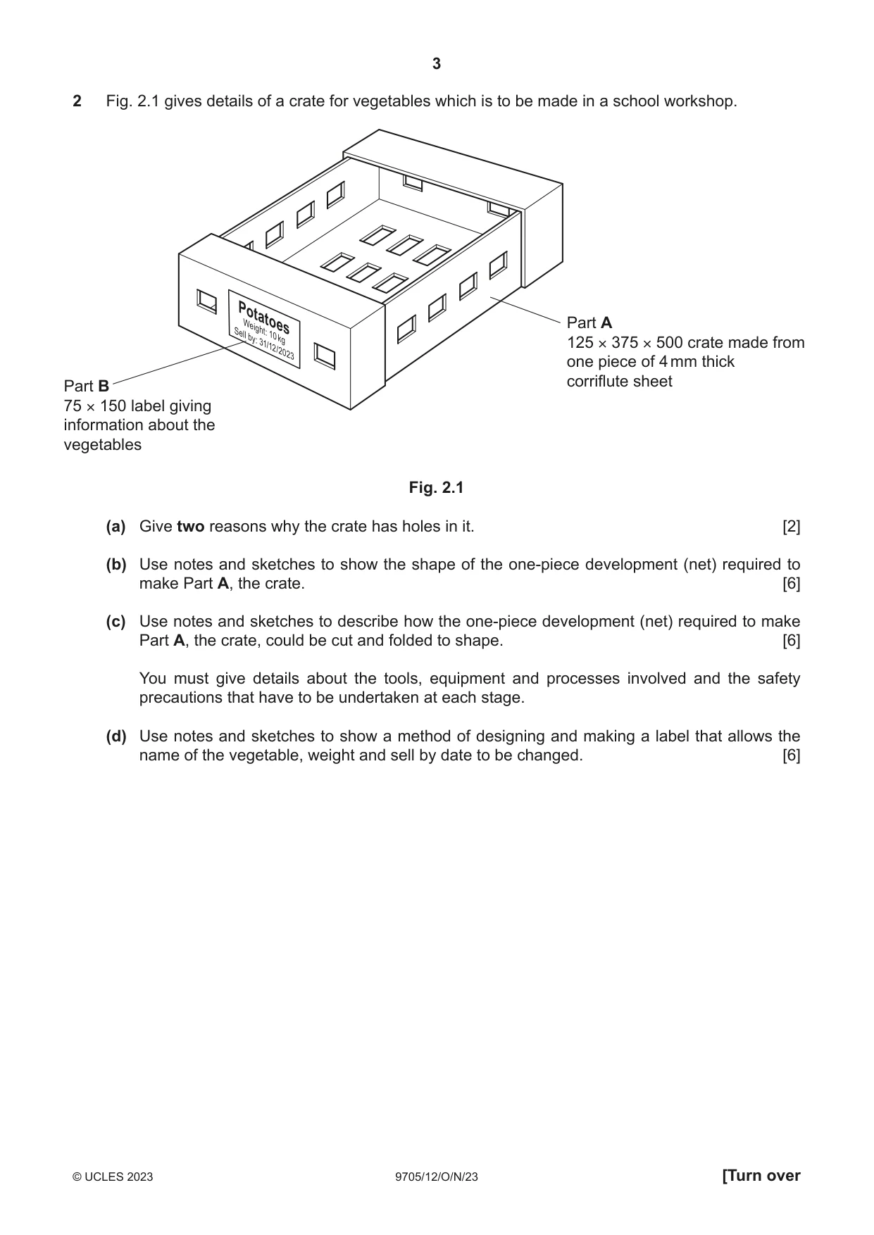 Cambridge A Level Design and Technology 9705 2023 Oct/Nov Paper 1 · Variant 2 question paper, page 3 of 12