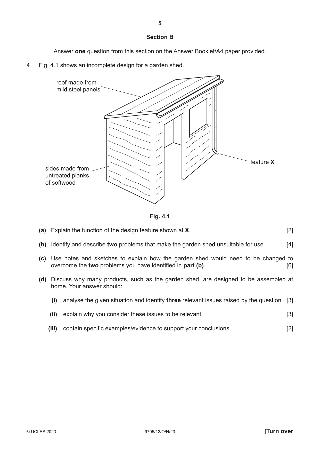 Cambridge A Level Design and Technology 9705 2023 Oct/Nov Paper 1 · Variant 2 question paper, page 5 of 12