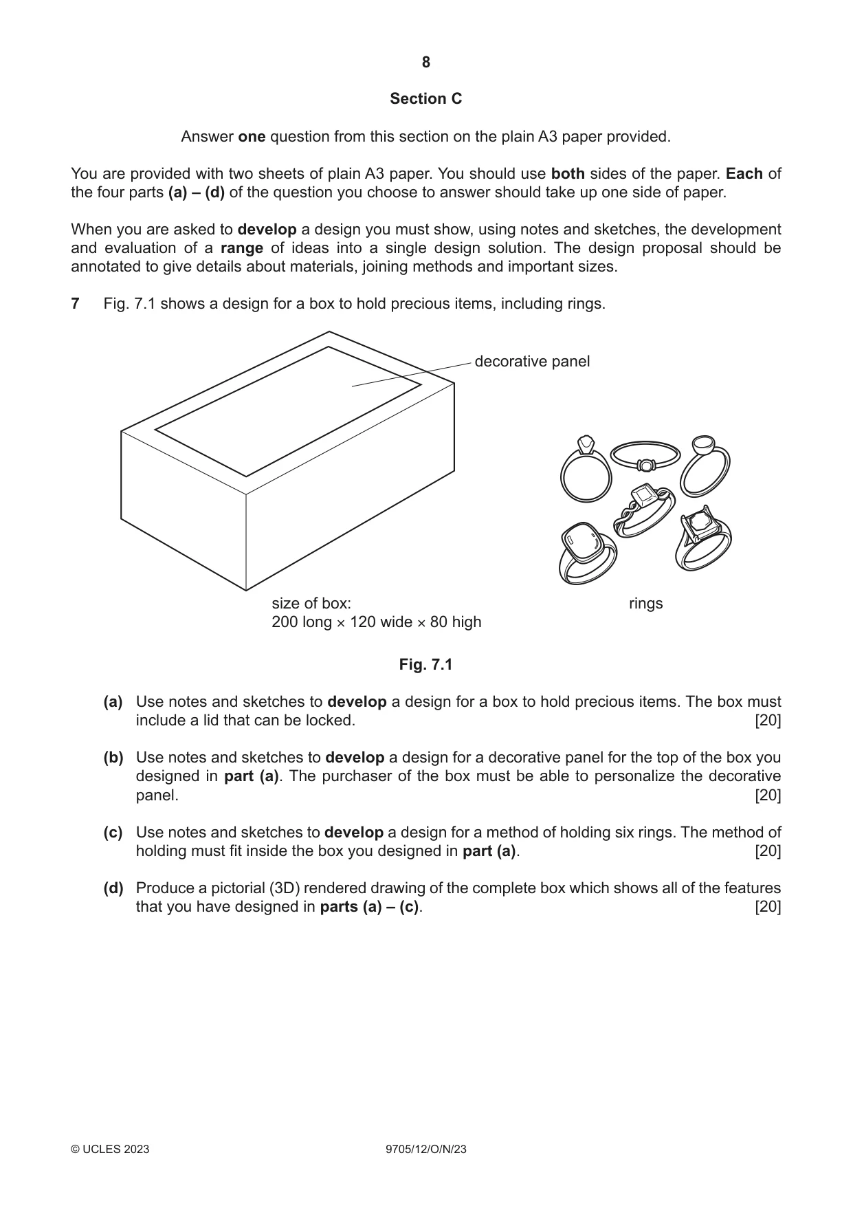 Cambridge A Level Design and Technology 9705 2023 Oct/Nov Paper 1 · Variant 2 question paper, page 8 of 12