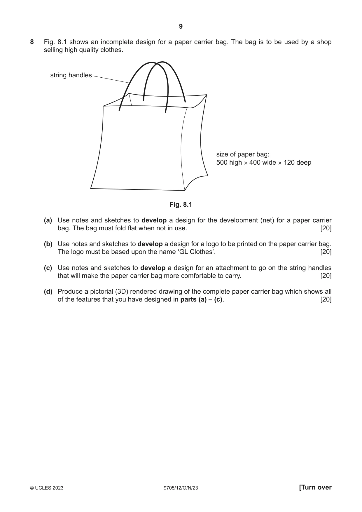 Cambridge A Level Design and Technology 9705 2023 Oct/Nov Paper 1 · Variant 2 question paper, page 9 of 12