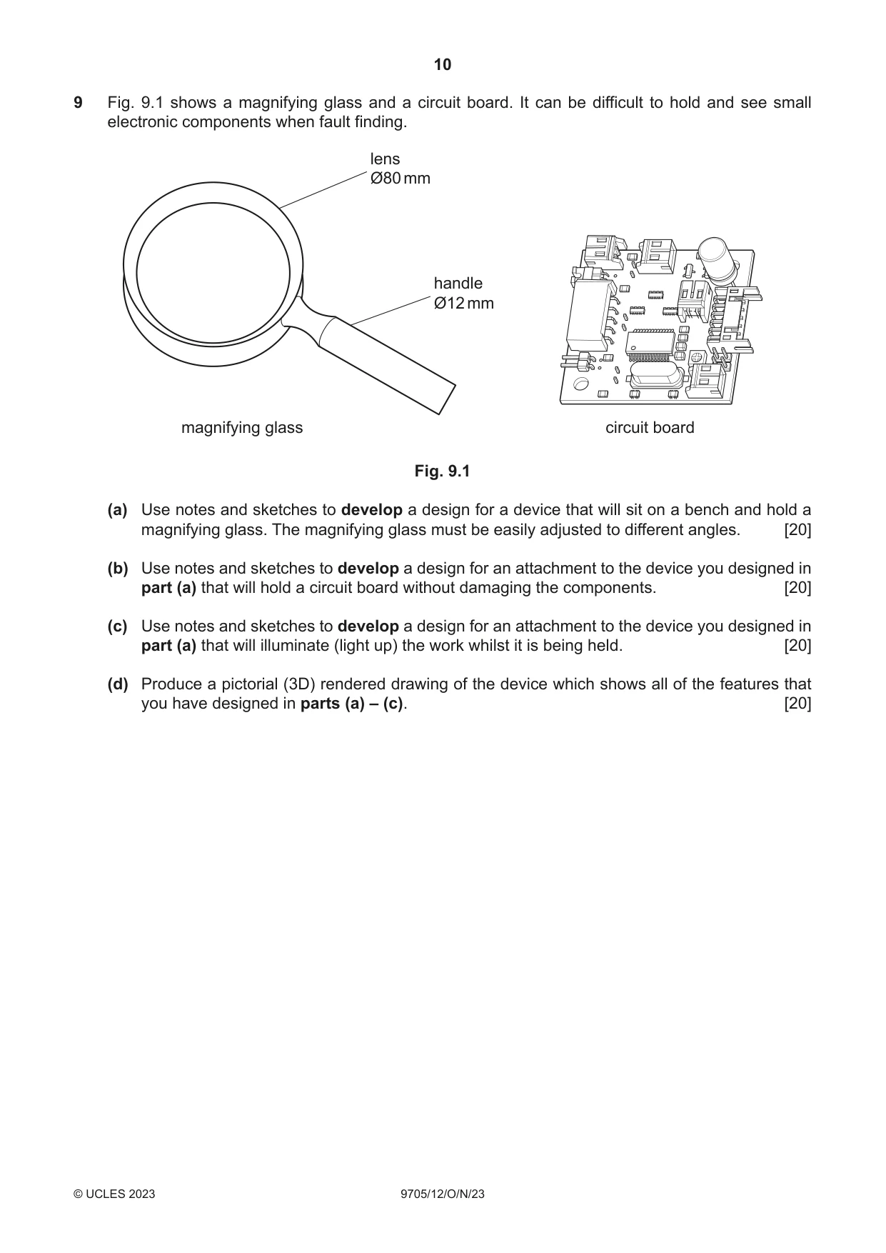Cambridge A Level Design and Technology 9705 2023 Oct/Nov Paper 1 · Variant 2 question paper, page 10 of 12