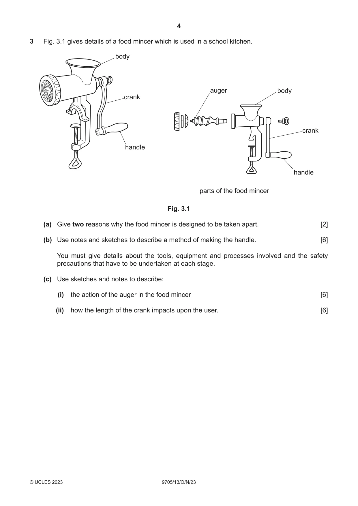 Cambridge A Level Design and Technology 9705 2023 Oct/Nov Paper 1 · Variant 3 question paper, page 4 of 12